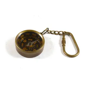 Brass Metal Nautical Antique Directional locket pendant Compass Key chain ring Corporate Gift with Brass Loop