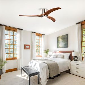 Ventilador de Techo de 52 Pulgadas con Aspas de Madera Sólida, Luz Integrada, Control Remoto, Silencioso, Motor Reversible de 6 Velocidades - Product Image 6