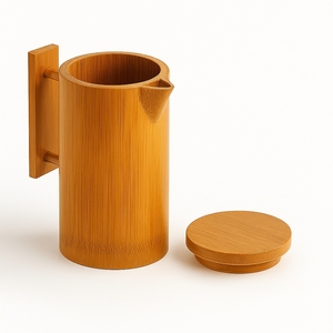Eco-Friendly Bohemian Design Bamboo Tea <b>Pot</b> Cup <b>Set</b> | Natural Bamboo Food Grade Tea Serving <b>Set</b> | Sustainable Reusable Drinkware - Product Image 5