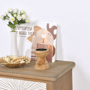 Décorations de table rustiques, antiques, bougeoirs en bois, base en bois de sapin naturel, porte-bougie décoratif pour la maison par MULTI CRAFT - Product Image 1