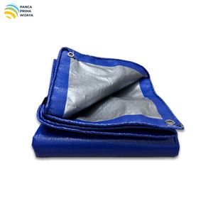 High Quality Blue Silver PE Tarpaulin Sheet 6x8m 90 GSM Waterproof UV Resistant Plastic <b>Tarp</b> Cover with Eyelets - Product Image 5