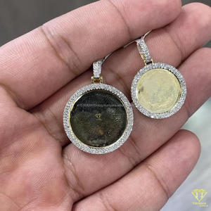 Luxury Custom Photo Circle Pendant <b>Necklace</b> Lab Grown Diamond Streetwear Fashion Jewelry Piece - Product Image 4