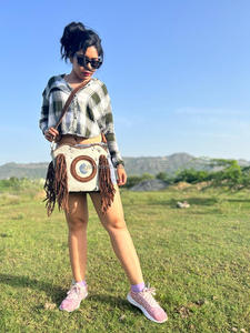 New Western Style Hair on Hide Fur Suede Leather Fringe Bag High Quality <b>Boho</b> Women Fur Leather Unique Middle Concho Fringe Bags - Product Image 5