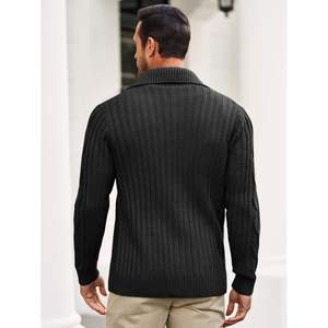 2025 hommes Cardigan pull câble tricot boutonné à manches longues coupe ajustée décontracté hiver chandails motif décoration ODM approvisionnement - Product Image 2