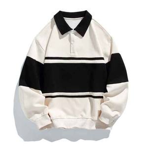 Maillot de rugby pour homme de qualité supérieure, imprimé uni, manches longues, 100 % coton, grande taille, toile respirante, séchage rapide, à l'avant - Product Image 4