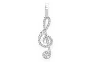 Pendentif Clé de Sol Iced Out Plaqué Or VVS Moissanite Note Musicale Hip Hop Collier de Luxe Bijoux pour Hommes - Product Image 2