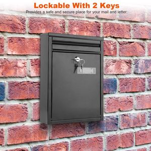 Wall Mount Lockable Galvanized Iron Mailbox Secure <b>Letter</b> <b>Post</b> <b>Box</b> with 2 Keys for Home or Office Drop <b>Box</b> - Product Image 5
