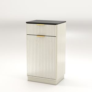 Cestino per rifiuti da 10 galloni con texture ondulata, mobiletto in legno con cassetto a scomparsa estraibile, per la raccolta differenziata e l'organizzazione della cucina - Product Image 4