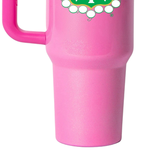 Gobelet isotherme AKA Ivy League rose en acier inoxydable avec poignée, couvercle et paille – Vaisselle durable - Product Image 5