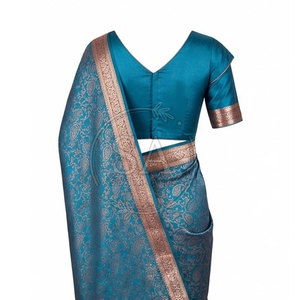 Sari contemporain pour femme, tenue drapée de créateur, vêtement traditionnel indien brodé, mode ethnique pour mariage et fête - Product Image 5