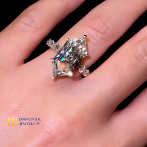 Luxury Marquise Cut Lab Grown Diamond Engagement <b>Ring</b> <b>Silver</b> Gold Hidden Halo <b>Solitaire</b> <b>Ring</b> Wedding Promise <b>Ring</b> for Women - Product Image 1