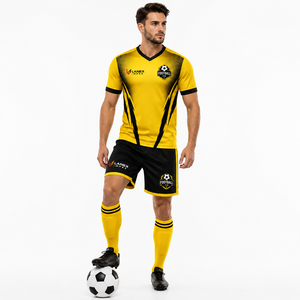 Ensemble de maillots de football personnalisés en gros pour hommes et garçons, maillot à manches courtes, short, tenue de sport d'équipe, logo, nom, numéro - Product Image 1