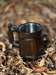 Mug à boire en bois poli fait main, style Viking, rustique, médiéval, écologique, gravé sur mesure, personnalisé, objet de collection - Product Image 2