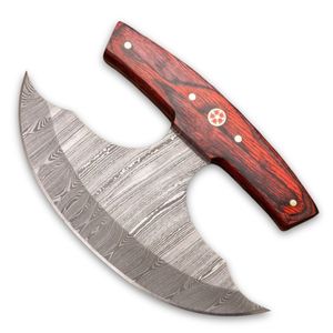 Cuchillo Ulu Profesional de Acero de Damasco Forjado a Mano, Personalizable, con Hoja Recta, Mango de Madera Pakka y Funda, Servicio ODM/OEM - Product Image 1