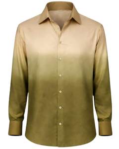 Camisa Formal para Hombre Color Caqui Oliva Degradado, Algodón Premium, Manga Larga, Cierre de Botones, Estilo Casual Elegante, Fabricante OEM Personalizado, Suministro al por Mayor - Product Image 1