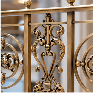 Barandilla de Bronce con Medallones para Hoteles de Lujo, Villas, Escaleras Grandes e Interiores Metálicos Decorativos - Product Image 4