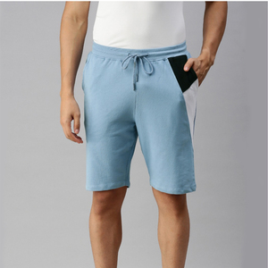 Men Solid Color Quick Dry Running Shorts <b>Mid</b> Elastic Waist Sporty Style 100% Cotton Short Length Knitted Fabric - Product Image 4
