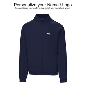 Blouse médicale en jersey Spandex/Polyester de haute qualité, design veste côtelée à manches longues avec fermeture éclair, uniforme chaud à boutons-pression sur le devant pour hommes, hôpital - Product Image 3