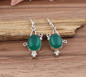 ต่างหูพลอยสีเขียวธรรมชาติ 925 เงินสเตอร์ลิงหรูหราต่างหูหยดน้ำผู้หญิงของขวัญวันครบรอบแต่งงาน - Product Image 2