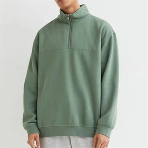 Sudadera con media cremallera para hombre – Sudadera oversize de algodón polar estilo urbano, peso pesado, corte relajado, con cremallera de cuarto y bolsillo canguro - Product Image 4