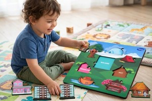 Rompecabezas de construcción de madera Toysaga para niños de 2 a 4 años, juguete educativo con casas y estructuras - Product Image 3