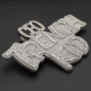 Colgante de Plata S925 Personalizado con Nombre, Joyería Fina con Moissanita Redonda VVS, Colgantes y Dijes Finos de Hip Hop para Fiestas - Product Image 1