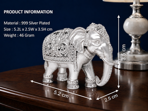 999 Silver Plated Brass <b>Elephant</b> Trunk Idol 100% Brass 46g Traditional Hindu Murti Puja Home Decor Handmade Durable Hollow - Product Image 3
