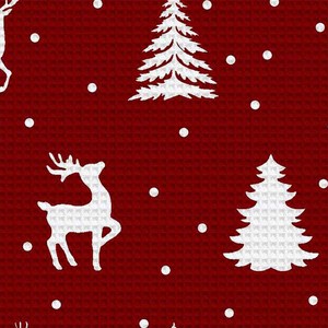 Serviette de cuisine de couleur rouge avec un magnifique motif imprimé pour Noël, avec taille et logo personnalisés à un prix abordable. - Product Image 3