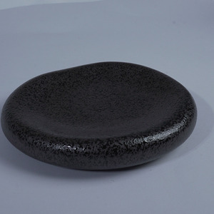 <b>Black</b> Speckled Round Ceramic Porcelain Eco-Friendly Durable Japanese Style Dishwasher Safe Serving Dish for Restaurant Party - Product Image 6