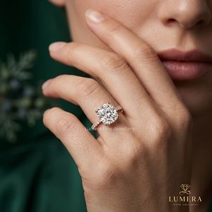 Elegant Cushion Cut Featuring Pave <b>Set</b> Accent Band Engagement <b>Ring</b> in Soli Gold Finish Luxury <b>Wedding</b> Jewelry <b>for</b> <b>Women</b> Fine - Product Image 1
