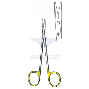 Knapp Scissors <b>12</b> cm (4-3/4 Inch) Straight Blunt TC Gold Tungsten Carbide Surgical Scissors Stainless Steel Precision Operating - Product Image 1