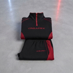 <b>Women's</b> Black Red Quarter Zip Tracksuit Set Sportswear Pullover Sweatshirt <b>Jogger</b> Pants Casual Athletic Two Piece <b>Outfit</b> - Product Image 4