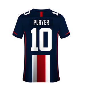 Maillot de football américain vintage rétro style sport classique imprimé sublimé en polyester à séchage rapide col en V logo frontal manches courtes - Product Image 2