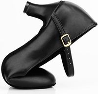 Sepatu Dansa Ballroom Wanita Hitam dengan Tali Pergelangan Kaki dan Hak Datar untuk Latin/Salsa/Tango (Bahan PU)