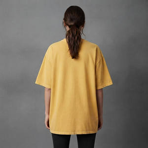 Wholesale Women's Yellow Oversized T-<b>Shirt</b> Crew Neck Short Sleeve <b>Flame</b> Logo Printed Loose Fit 100% Cotton Jersey All Seasons - Product Image 5