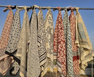 Indian Block Printed Floral Extra Large Ethical Fashion Handmade Sarong 1 Piece Beach Wrap - Product Image 5