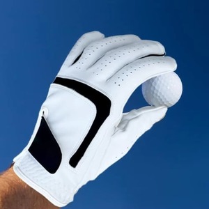 Gants de golf en cuir véritable blanc, antidérapants, respirants, pour droitier, unisexe, à enfiler - Product Image 4