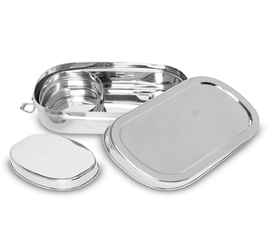 Boîte à lunch en acier inoxydable de luxe, grande, spacieuse et légère, pour adultes, 2 compartiments, étanche, passe au lave-vaisselle, boîte à repas pour pique-nique - Product Image 4