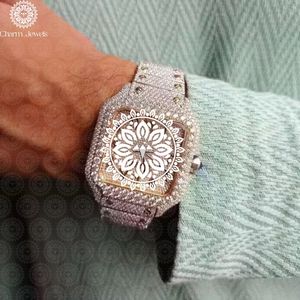 Charm Jewells Luxury Men's Square Dial Analog Quartz Movement Sapphire Crystal Hollow Out Design Folding Clasp - Product Image 4