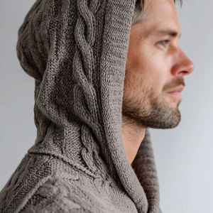 Pull à col rond pour homme The Perfectionists, en polaire épaisse, motif géométrique, manches longues, en laine anti-boulochage, pour l'automne - Product Image 4