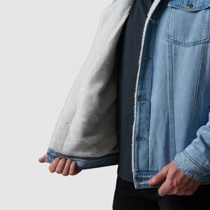 Veste en jean rétro délavée pour homme, doublure polaire personnalisée OEM, manteau en jean d'hiver haut de gamme, intérieur thermique doux - Product Image 4
