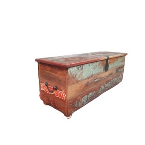 VINTAGE SOLID WOOD BLANKET STORAGE BOX with CARVING PATINA FINISH Luxury Home Decor Bedroom <b>Kitchen</b> Dining Furniture - Product Image 1