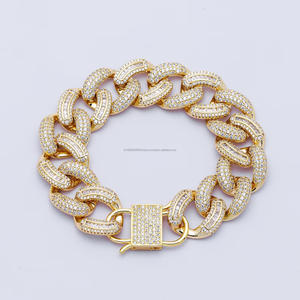 Pulsera de eslabones cubanos estilo hip hop con moissanita de corte brillante engastada en pavé, chapada en rodio, para hombre y mujer, de plata de ley 925 - Product Image 1