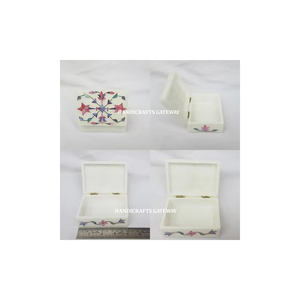 Beautiful Handmade White Marble Inlay <b>Floral</b> Design With Pink Mother Of Pearl Jewelry <b>Box</b> For Festival Gifting In Best Price - Product Image 2
