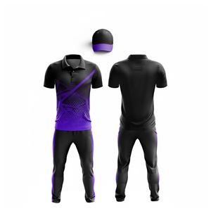 Ensemble d'uniformes de cricket en polyester de haute qualité pour sublimation |   Tenue complète d'équipe de cricket pour hommes, femmes et jeunes : polo et pantalon - Product Image 4