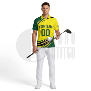 Polo de Golf Personalizado para Hombre, Amarillo y Verde, Estampado Digital, Manga Corta, Secado Rápido, 100% Poliéster, Cierre de Botones, Corte Regular - Product Image 5