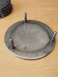 Stylish Hammered Design <b>Silver</b> Floral Metal Drink Coaster Set With Decorative Holder For <b>Coffee</b> <b>Table</b> Bar And Festive Decor - Product Image 4