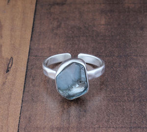 Natural Blue Topaz Row 925 <b>Sterling</b> <b>Silver</b> <b>Adjustable</b> Open Size Band Half Eternity Blue Gemstone <b>Ring</b> Women Party Wholesale - Product Image 6