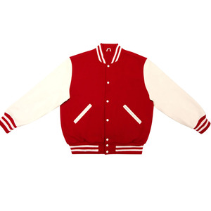 Veste universitaire rouge pour homme avec patch brodé 28 Crown, col rabattu, tenue décontractée pour l'automne - Product Image 2