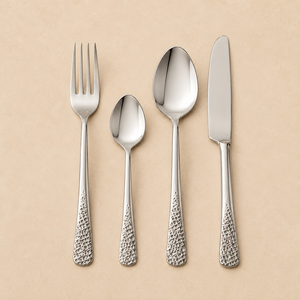 Classic Stainless Steel Salad Set With Spoon Fork Knife And Teaspoon In Black <b>Box</b> - Product Image 4